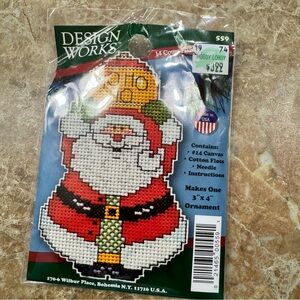 Design Works Ho Ho Ho Santa Ornament Plastic Canvas Kit 3”x4” Ornament